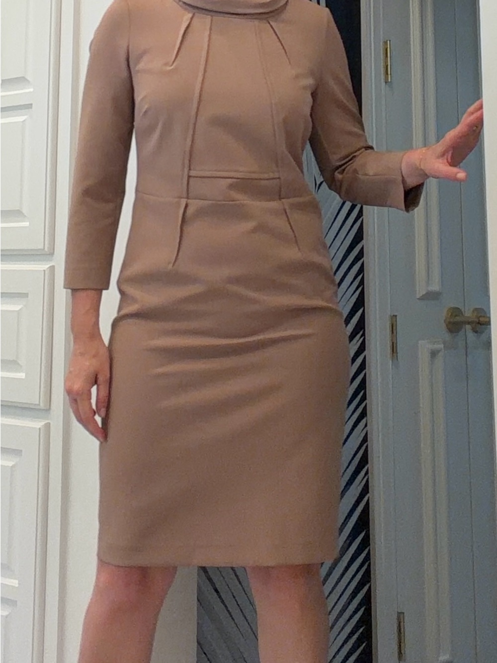 Promise Taupe Midi Sheath Dress